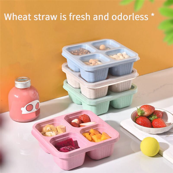 Bentobox - 4 Fack, Återanvändbara Matlådor för Matlagning, Perfekta Matförvaringslådor, Kompakta och Stapelbara