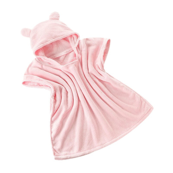 Hætte Baby Badehåndklæde Mikrofiber Fortykkelse Super Absorberende Badekåbe til Baby Drenge og Piger Super Blød Badehåndklæde Cape-Pink