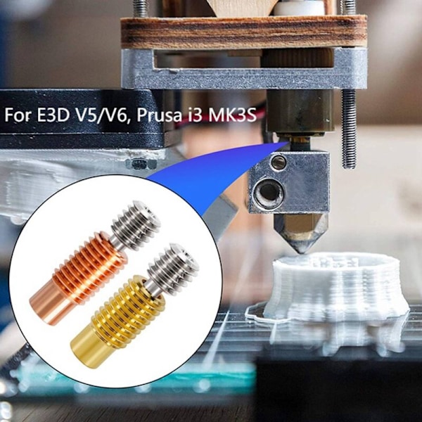 3 st. Högtemperatur M6 gängade halsset, för 1,75 mm förbrukningsvaror, V5/V6, Prusa I3 MK3S (förgylld, gängad)