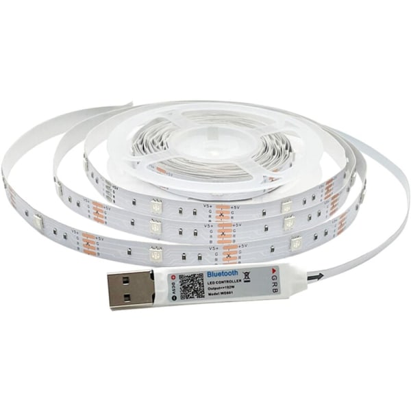 LED-stripe lys fleksibel lampe stripe Bluetooth SMD5050 DC5V skrivebords skjerm TV bakgrunnsrom belysning USB-kabel, 2M