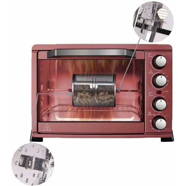 Ugnsbur, Rostfritt Stål 360° Rotationsgrillkorg, BBQ-Kokkorgar, Köksredskap, Matlagning DIY Nötter Te Kaffe Bönor Jordnötter BBQ-Fei Yu
