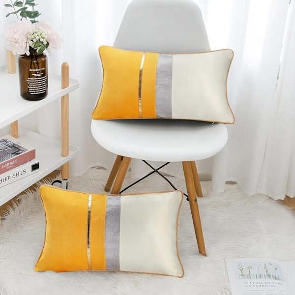 Moderne rektangulære putetrekk dekorative ensfargede lange putevar for sofa benk soverom bilstol gul 30x50cm--