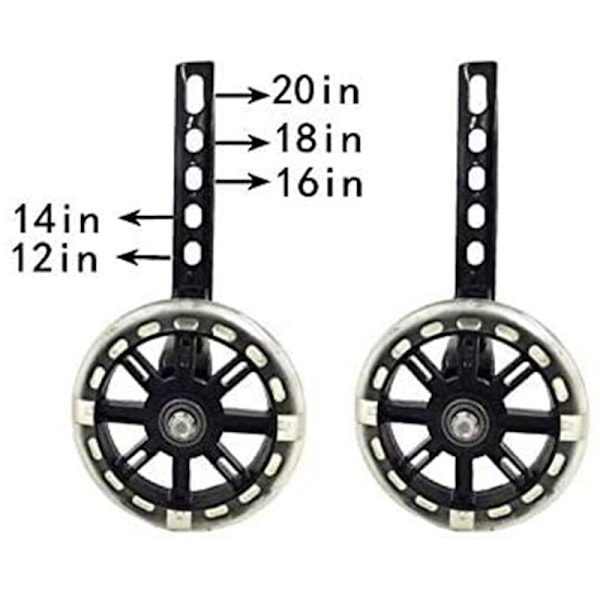 Treningshjul Flash Mute Hjul Stabilisator Monteringssett Kompatibelt for 12 14 16 18 20 Tommers Sykler, Svart