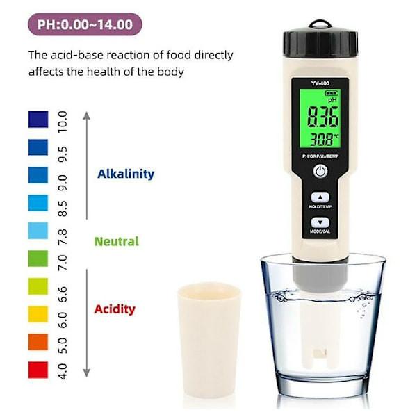 Nyeste yy-400 4 i 1 ph/orp/h2&tem meter digital dydrogen ion koncentrationstest 964e 7hh1501966-a