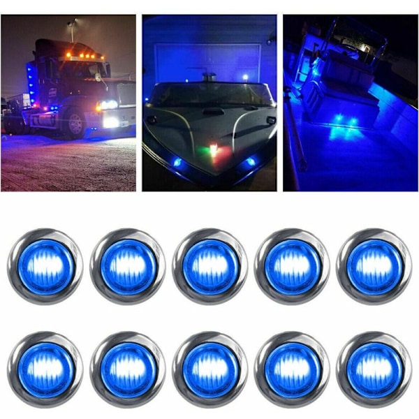 50 kpl 3/4 tuuman 3 LED:n pyöreät miniperävaunun sivuvalot, universaalit kuorma-autoihin, veneisiin, lava-autoihin, asuntovaunuihin, RV-autoihin, sininen