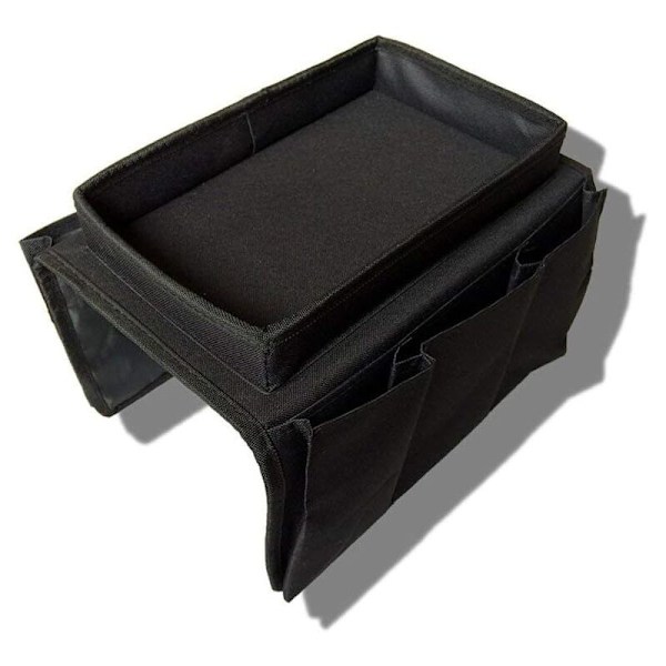 Sofa Armlæn Opbevaringspose Sofa Opbevaringspose Organizer til Fjernbetjening/Tekop (Størrelse: 19cm, Sort)