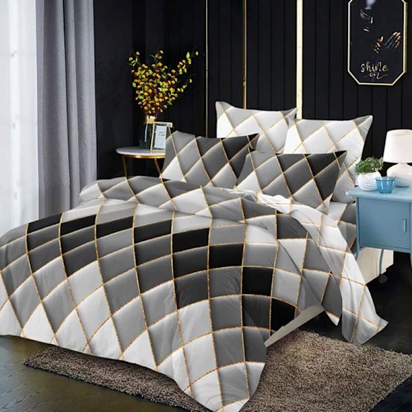 Unik 3D Geometrisk Randig Tryckt Täcke Set, 2-Delar Nordisk Stil Minimalism Dubbel Storlek Mikrofiber Täcke Set med Gul Geom