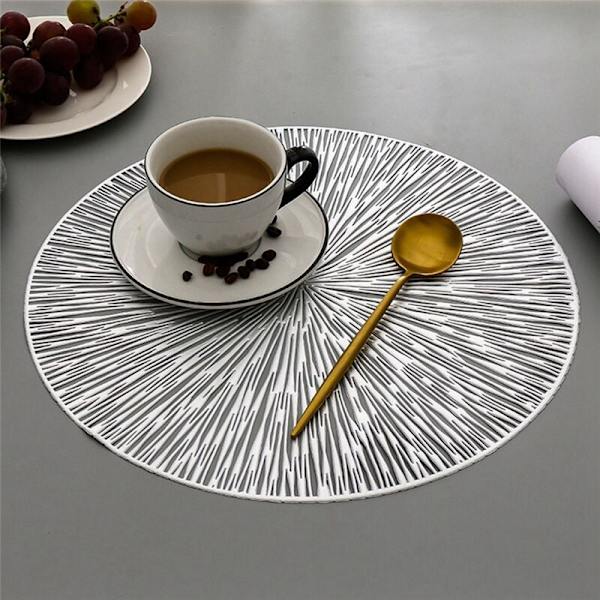 1 kpl pyöreä pöytätabletti Ravintola Ontto PVC Aterian Koriste Anti-Hot Mat Ruokapöytä Linja Mat Steak Lautanen Pad Kulta