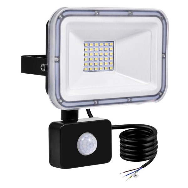30W Utendørs LED-flomlys Bevegelsessensor Vanntett IP67 Utendørs LED-spotlight 8000LM Sikkerhetslampe 6000K-6500K Cool White Flomlight for Garden Gar