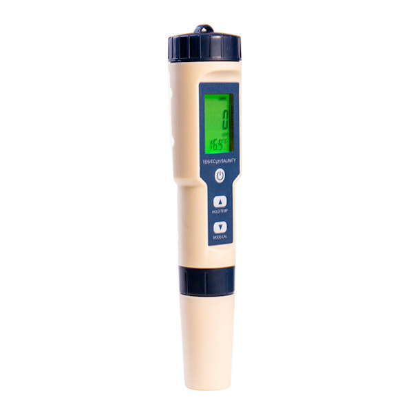 5-i-1 Elektronisk PH-mätare, PH-mätare med bakgrundsbelyst LCD-display, Vattenkvalitetstestare för testning av pH/TDS/EC/Temperatur/Salinitet, för dricksvatten