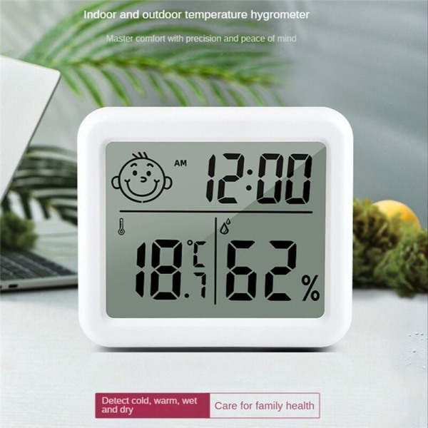 Ultratunn digital termometer elektronisk automatisk mätare fuktighetsmonitor väckarklocka LCD inomhus torr hygrometer