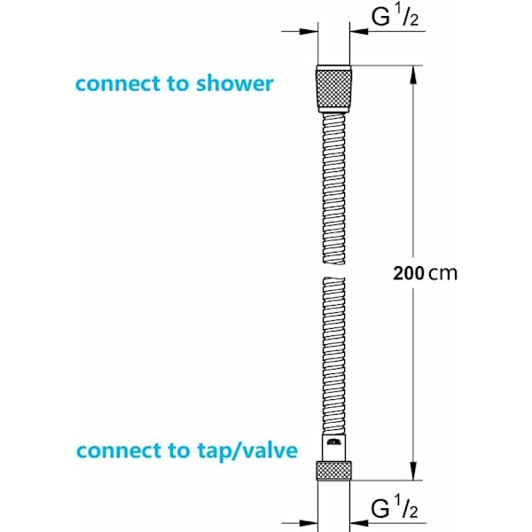 2M Anti-Twist Rostfri Duschsslang, Duschsslang Standardanslutning G 1/2 Universal för Badrum Anpassningsbar till Alla Handduschar