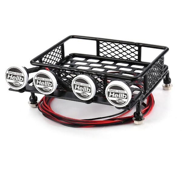 Metallbagasjebærer 115 x 107 mm med spotlights for CC01 CR01 D90 Axial SCX10 1/10 RC Crawler Car