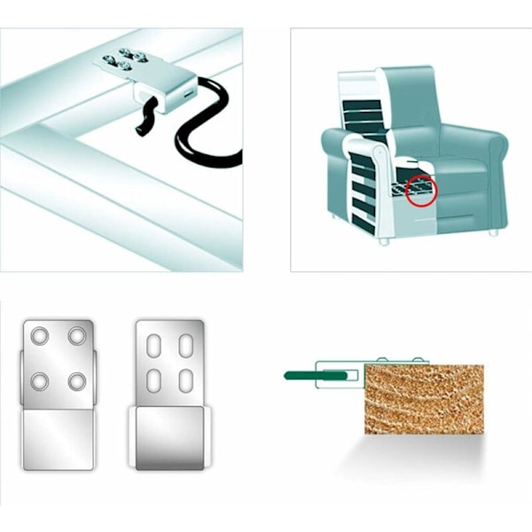 30 stk. Metal Sofa Fjedre Clips, 5 Huller Møbel Fjedre Clips, Polstrede Møbler Udskiftningsdele, Sofa Udskiftningsdele