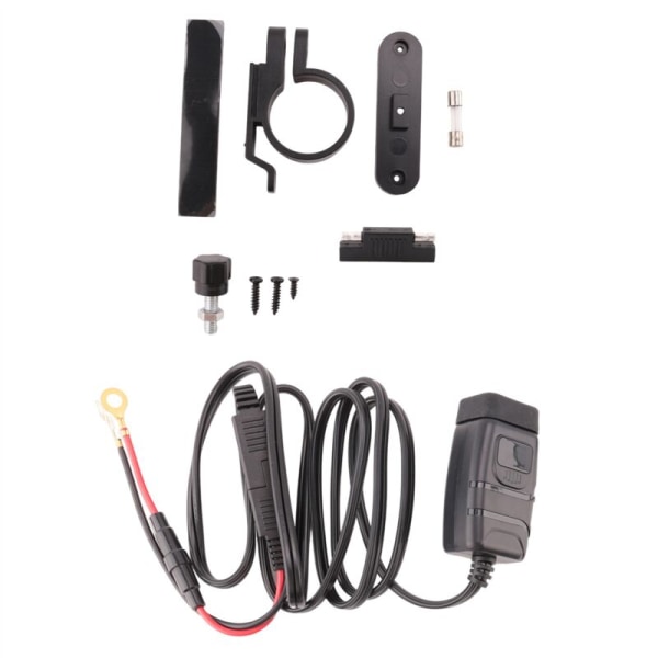 QC3.0 USB + Type-C Vanntett Mobil Lader Auto Lader USB-kontakt med Voltmeter Blå