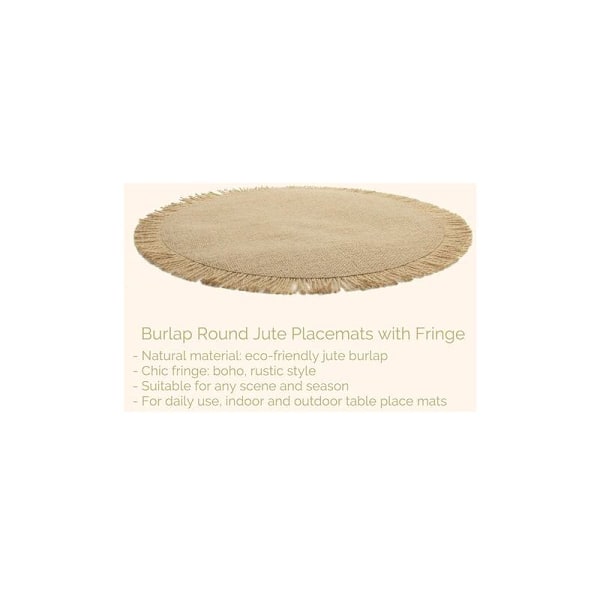 Matset för matbord, 4 st, runda, jute, rustik lantlig stil, Ø 38 cm, för kök, matsal, bröllop, hem, C