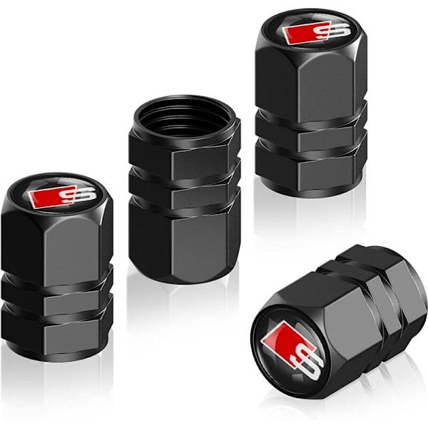 Pieces Auto Venttiilihatut Venttiilihatut, Metalliset Auton Venttiilihatut Logolla Yhteensopiva Audin S Line S1 S2 S3 S4 S5 S6 S7 S8 SQ2 SQ5 SQ7 SQ8, Rengasvaruste,