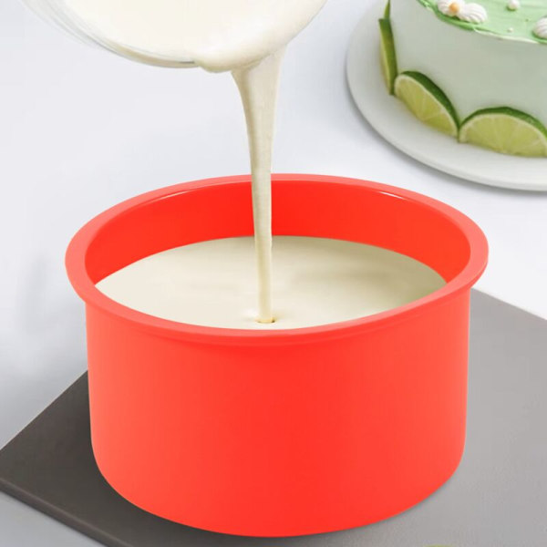 Mini silikone kageforme 4 tommer runde bageform non-stick silikone bageform genanvendelig bageform rød, sæt med 6