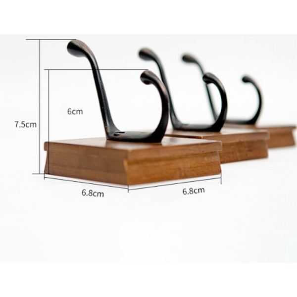 4 kroge vægmonteret rack multifunktion krog frakke krog rack håndklæde bøjle holder kappe kjole krog væg dør bøjle dekoration træ farve