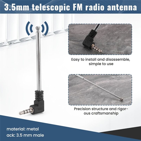 3,5 mm Teleskopisk FM Radio Antenne til Mobiltelefon