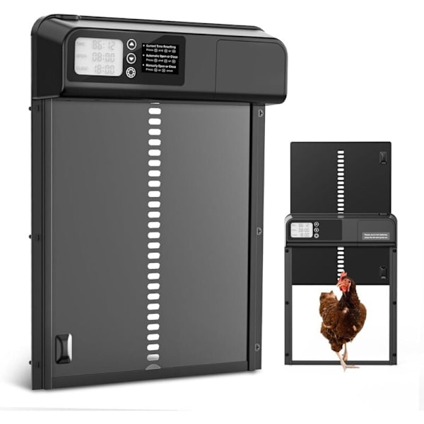 Automatisk Hönshusdörr, Hönshusdörröppnare med Timer och Manuell Öppning/Stängning, Batteridriven Automatisk Hönshusdörr med Flera Lägen, 2.0