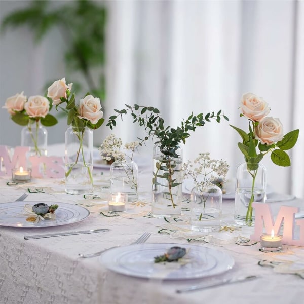 Glasvaser för blommor - Små moderna munblåsta glasvaser för mittpunkter, set om 6, miniklara blomvaser i bulk (blomma ingår ej)