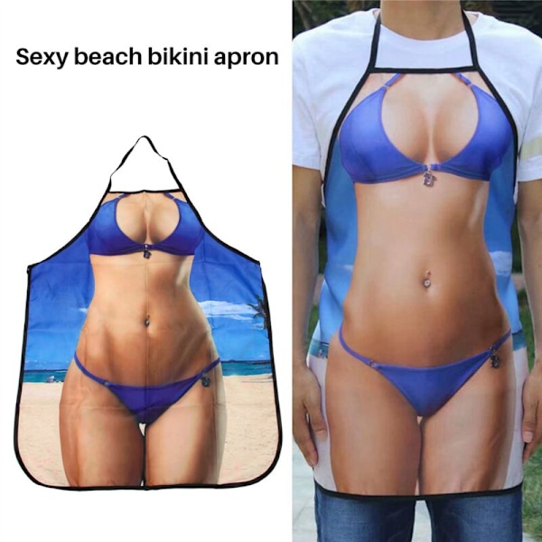 2 kpl Seksikäs Keittiöesiliina Hauska Luova Esiliina Naisille Tyttöystävälle Joulu- ja Syntymäpäivälahjaksi (Bikini Beach)