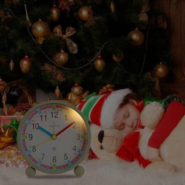 Vekkerklokke for barn, jenter og gutter, stille, uten tikkelyd, original analog lysende vekkerklokke med snooze-funksjon, HIASDFLS