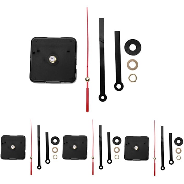 4X Kvartsurverk för Klocka DIY Ersättningsdelar Svart + Visare