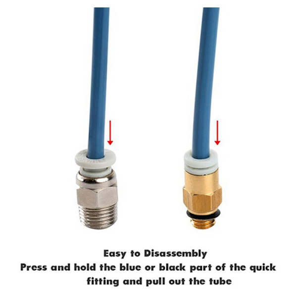 Capdenorn Bowden XS-serie 2M PTFE-rør og rørafskærer til 1,75 mm 3D-printerfilament med pneumatisk fitting