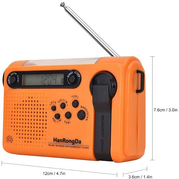 Utomhus nödradio bärbar radio AM FM SW solenergi vevradio med LED ficklampa SOS-larm-grön
