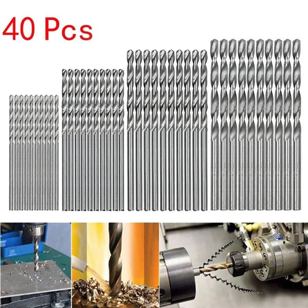 40-pack HSS-borrset för konstruktion, Mini HSS-borr 0,5 mm-2,0 mm rak skaft PCB-borrset