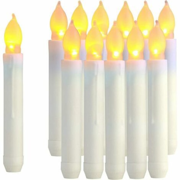 Sett med 12 led koniske lys, flammeløse bordlys, batteridrevne Harry Potter lys til morsdagsgave, fest, bryllup, kirkedekorasjon