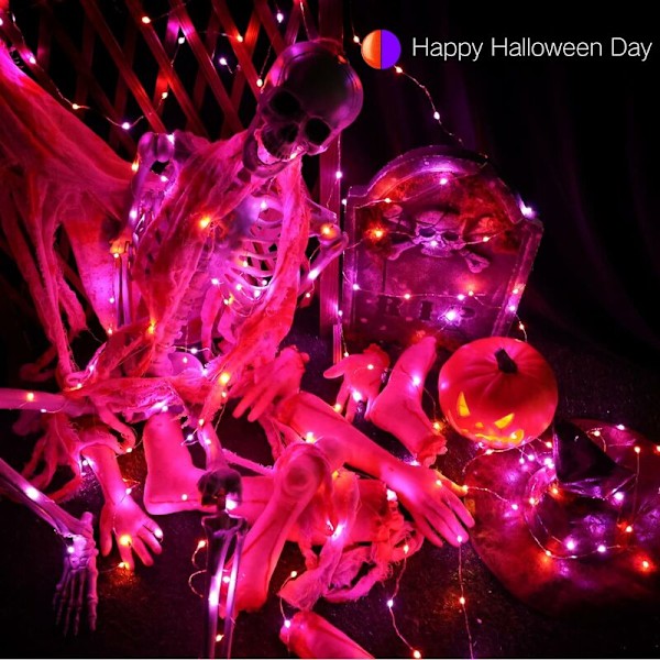 Halloween-fairysträngljus, 20M 200 LED Färgväxlande Orange Halloween-ljus med fjärrkontroll, för Halloween Jul inomhusrum