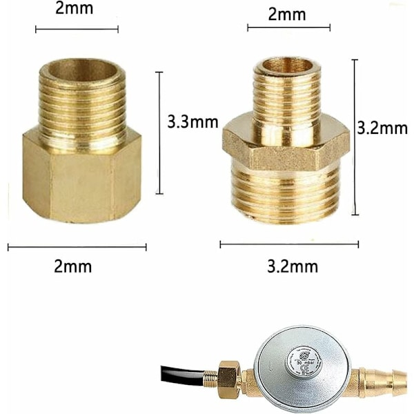 Gassadapter Kobber Gass Slange Adapter Gassflaske Tilkoblingsadapter Gassadapter 1/2 til 1/4, 3/4 Tilkoblingsstykke for Gasskomfyrer, Campingkomfyrer, Komfyrer