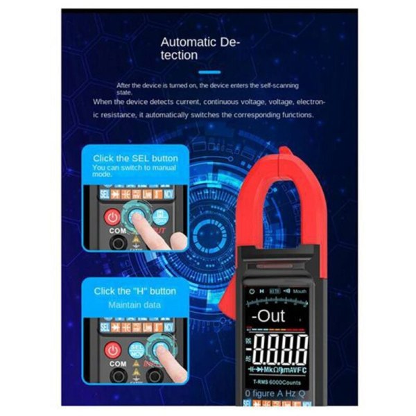 Klemmemeter DC/AC spenning strøm digital klemmemeter 6000 teller 400A multimeter fargeskjerm spenningstester FS8330Pro+