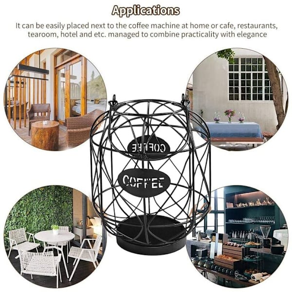 Kaffe Kapsel Oppbevaringskurv Koppholder Krus Kaffe Pod Holder Oppbevaringsarrangør for Benkeplate Kaffe Bar Svart