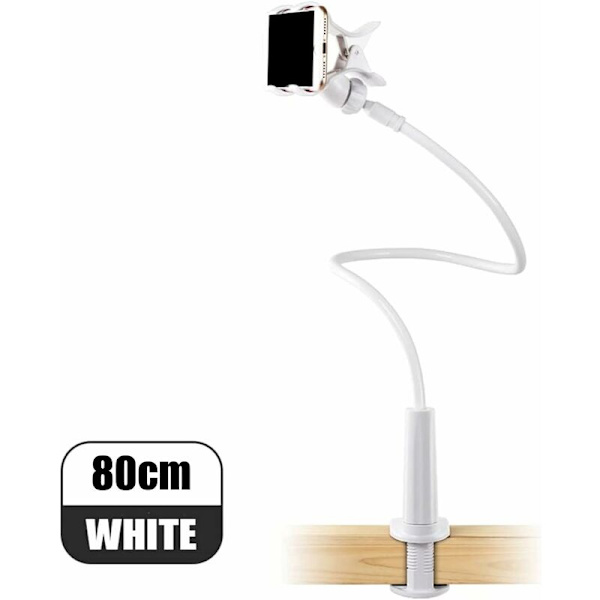DENUOTOP Puhelinteline Joutsenkaula-teline Universaali Teline iPhone Samsung Huawei Älypuhelimelle Tabletille 360 ° Kierto (Valkoinen)-DENUOTOP