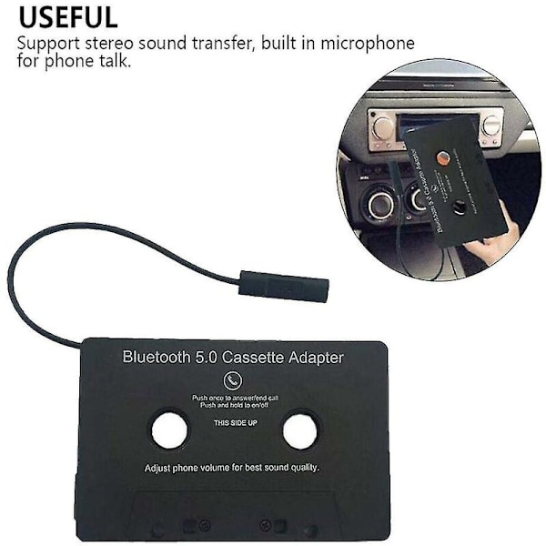 Universell kassettadapter Bluetooth 5.0-adapterkonverter bilbandspelare för Aux Stereo Music Adapter Kassett