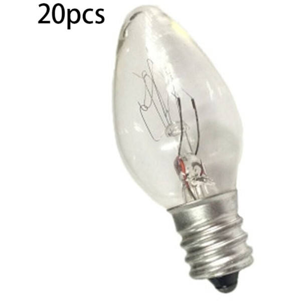 20 stk. 7 watt C7 E12 natlys pære og saltlampe udskiftningspærer, klare glas glødepærer