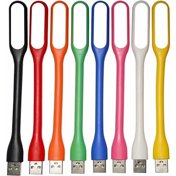 8-delt USB LED-lampe, Mini fleksibel USB-lys, Tastaturlampe til bærbar/PC, USB-læselampe, lille boglampe, 8 farver