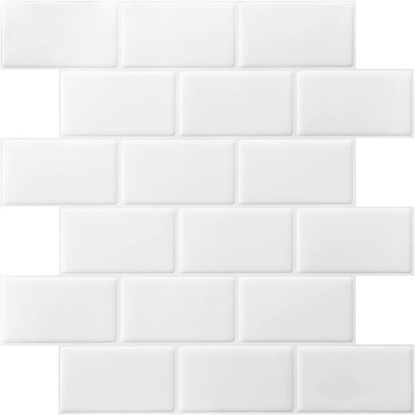 10 Laattaa, Liimaavat Seinälaatat, Paksumpi Keittiö, Kylpyhuone, Suihku, Keittiön Liimaava Takaseinä, Tahmea Versio, 30x30x0.25cm, Valkoinen HIASDFLS