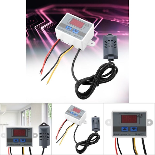 XH-W3005 Digital Hygrostat Switch Controller Luftfugtighedssensor 0 99% RH 220V