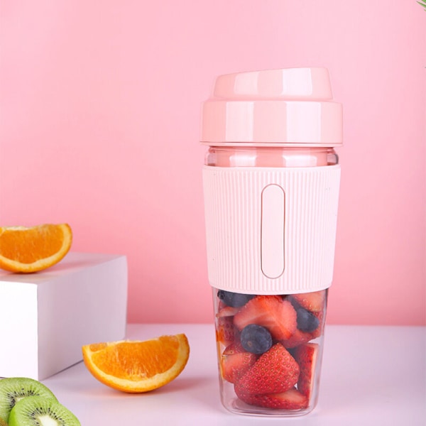 300 ml bärbar mixer för gym och utomhusbruk (rosa, 2 blad)