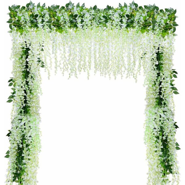 Konstgjorda Blommor, Konstgjord Wisteria, Heminredning, Varje Sträng är 110cm Lång, Siden (Vit)