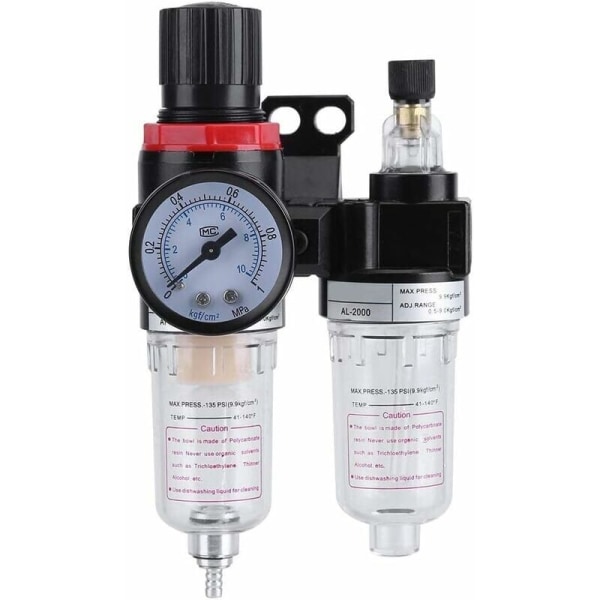 Olje-vann-separator - 1/4'' luftfilterregulator Smøreapparat Oljeseparator med kompressorfuktighetsfanger oljeseparator, kompressorfilter--