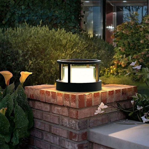 Udendørs Bollard Belysning, 7W LED Rund Udendørs Havelampe Ip65 Aluminium Ydre Gulvlampe, Varmt Hvidt, Udendørs Bollard Lys, til Terrasse Stier,