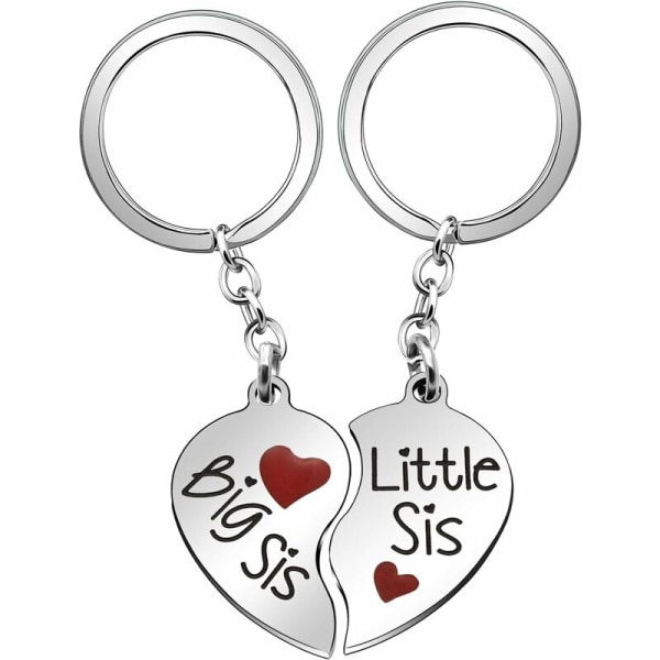 Sister Gift Keychain Heart Shaped Pendant Keychain with Birthday Engraving