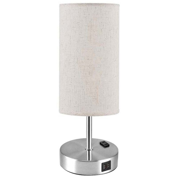 Sänglampa för sovrum med 2 USB-laddningsbordlampor Kaffe Tyglampskärm för sovrum Modern belysningsarmatur EU-kontakt