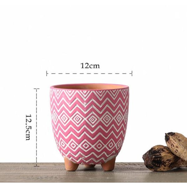 Vase dekoration kreativ personlighed geometrisk tre-benet keramik urtepotte (mellem pink tre-benet rød keramik 12cm)